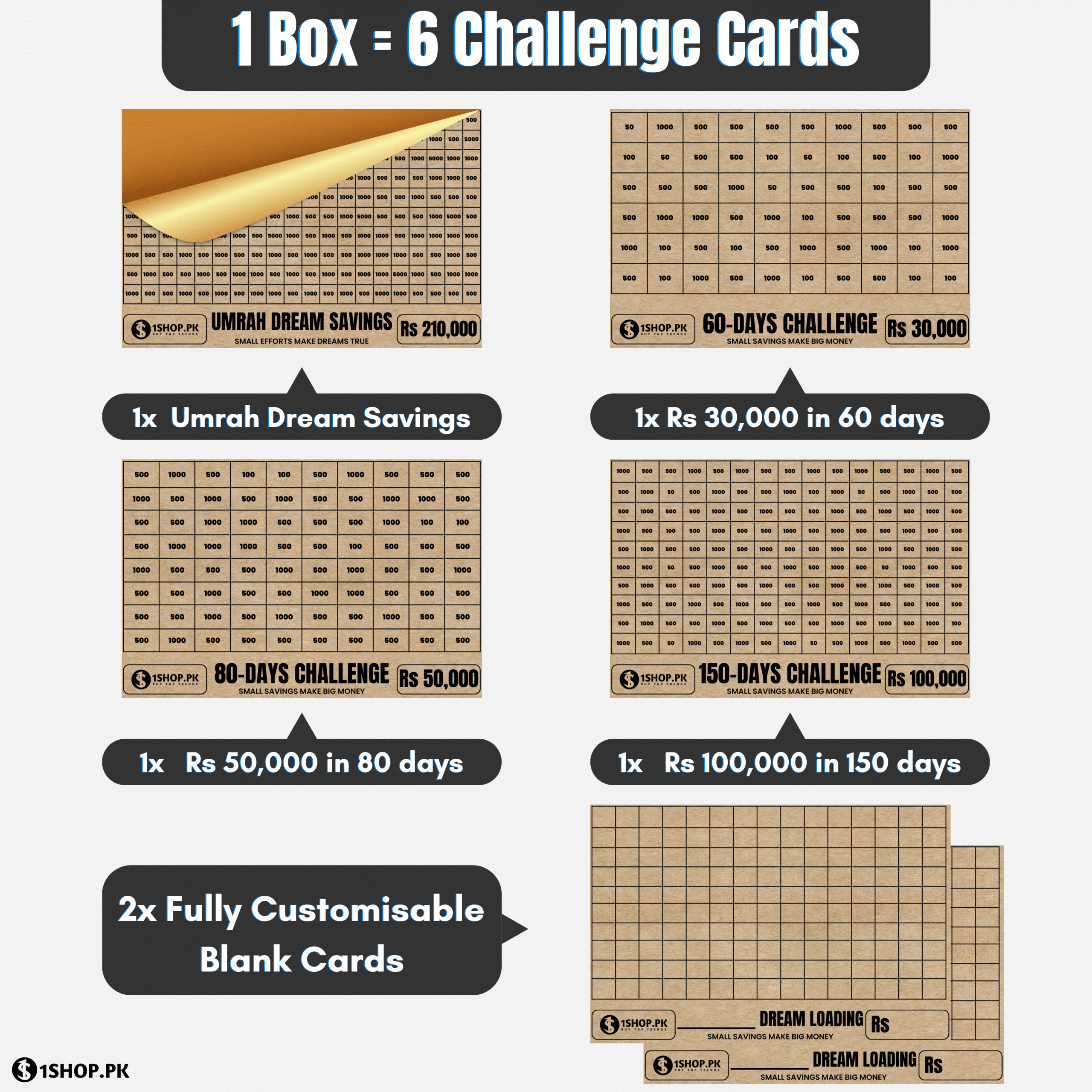 All in 1 – Umrah Saving Box - Reusable Wooden Money Saving Box (Openable)
