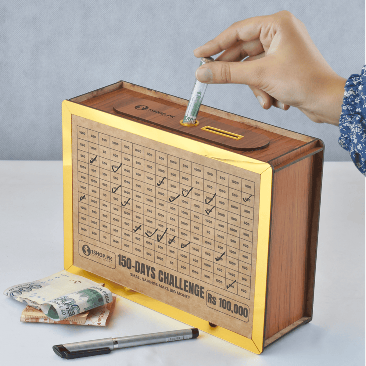All in 1 – Umrah Saving Box - Reusable Wooden Money Saving Box (Openable)