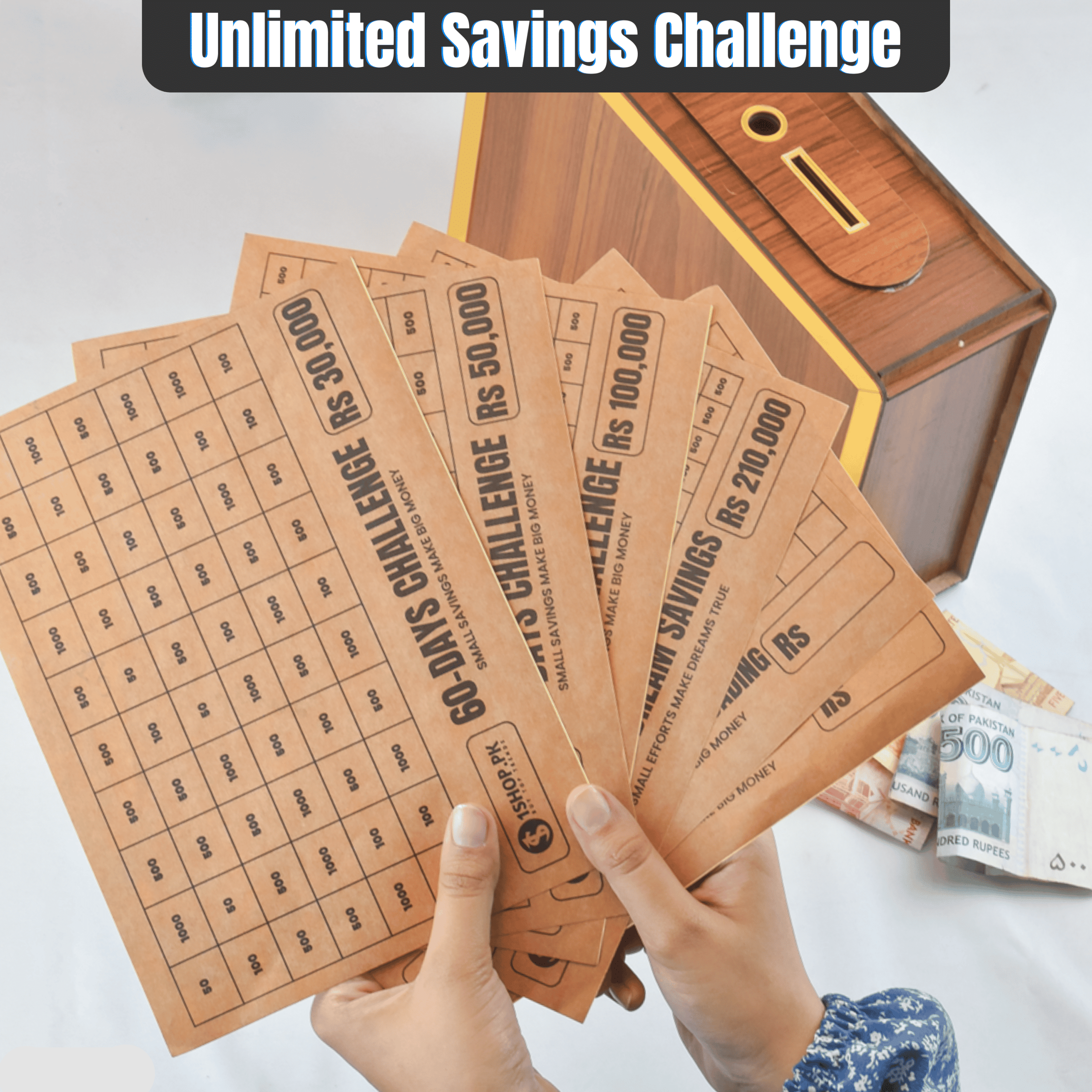 All in 1 – Umrah Saving Box - Reusable Wooden Money Saving Box (Openable)